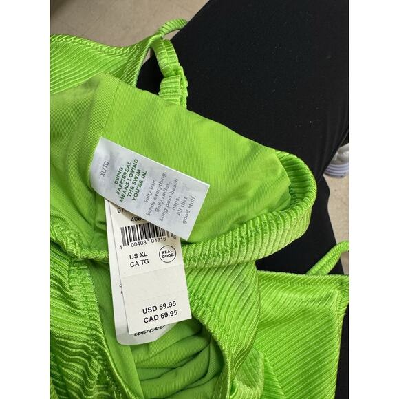 Aerie Women's Shine Rib Voop Cheeky One Piece Cut Out Swimsuit XL Lime Green - Picture 6 of 6